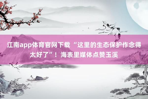 江南app体育官网下载 “这里的生态保护作念得太好了”！海表里媒体点赞玉溪