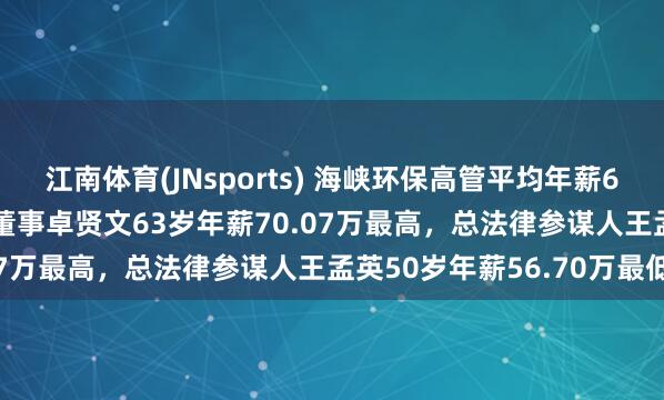 江南体育(JNsports) 海峡环保高管平均年薪60.51万：总裁及非寂寥董事卓贤文63岁年薪70.07万最高，总法律参谋人王孟英50岁年薪56.70万最低