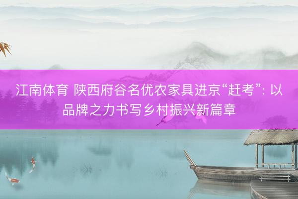 江南体育 陕西府谷名优农家具进京“赶考”: 以品牌之力书写乡村振兴新篇章